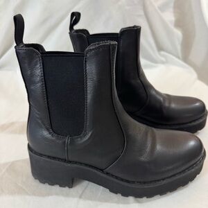 Black Leather Ankle Boots